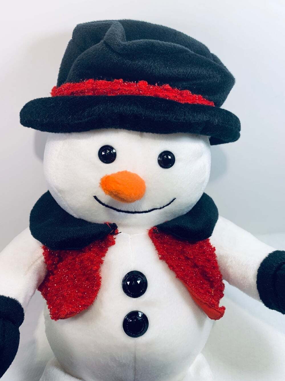 Dan Dee Snowman sparkling red vest and black top hat, mittens and boots plush